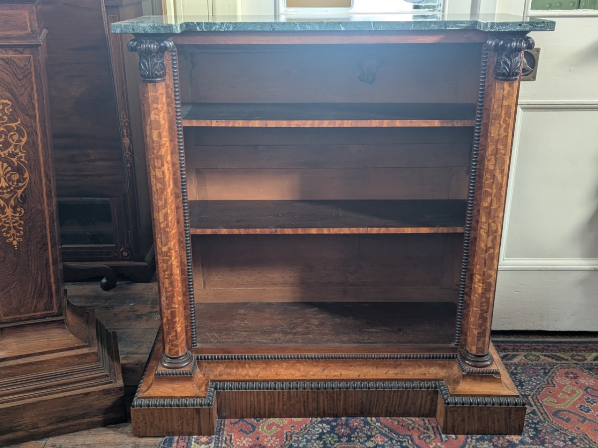 George IV Marble Top Satinwood Bookcase
